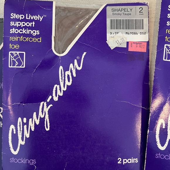 3 Pair Vintage Cling-alon Stockings Sears Shapely Size Smoky Taupe - Picture 3 of 5